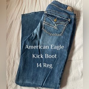 American Eagle jeans. Kick boot style in size 14.